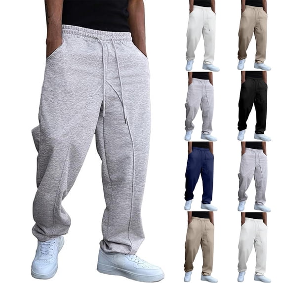 Pants for Men casual sports sweat straight leg casual fashion trend solid color sweat Gym Workout Wear