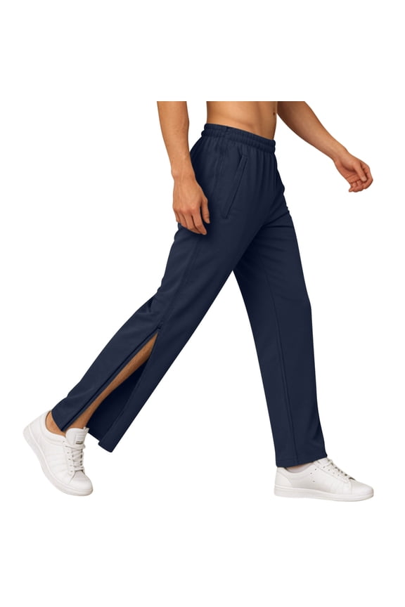 Pants for Men with Zipper Legs Basketball Training Gym Workouts Comfortable Loose Fit Athletic Sweatpants Blue M
