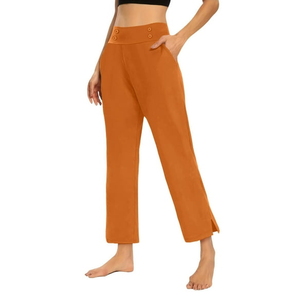 Pants for Tall Women, Audhol Pants for Women High Waisted Crop Work Pants Summer Casual Slacks Yoga Dress Pant Yoga Pants Women orange M