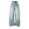 thumbnail image 1 of Pants for Teens Trendy Girl's Baggy Jeans Denim Ripped High Waisted Butterfly Graphic Print Straight Wide Leg Cargo Joggers Pants, 1 of 9