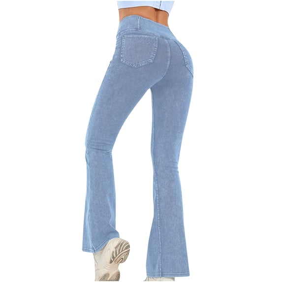 Pants for Women,Butt Lifting Bootcut Jeans Womens Stretchy Casual Tummy Control High Waisted Flare Bell Bottom Jeans