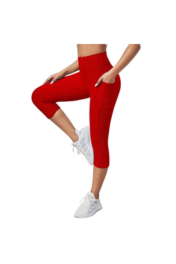 Pants for Women,Butt Lifting Leggings for Women Tummy Control Scrunch Booty Yoga Capris High Waisted Anti Cellulite Textured Tights
