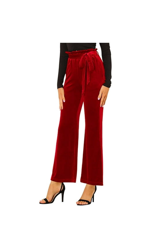 Pants for Women Casual Outfits for Women plus Size Yoga Pants Casual Athletic Peg Leg Trousers Thick Pajama Running Flare Color Tie Red M