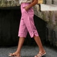 thumbnail image 1 of Pants for Women Casual Summer Knee Length Pants Elastic Waist Loose Fit Summer with Pockets, 1 of 6