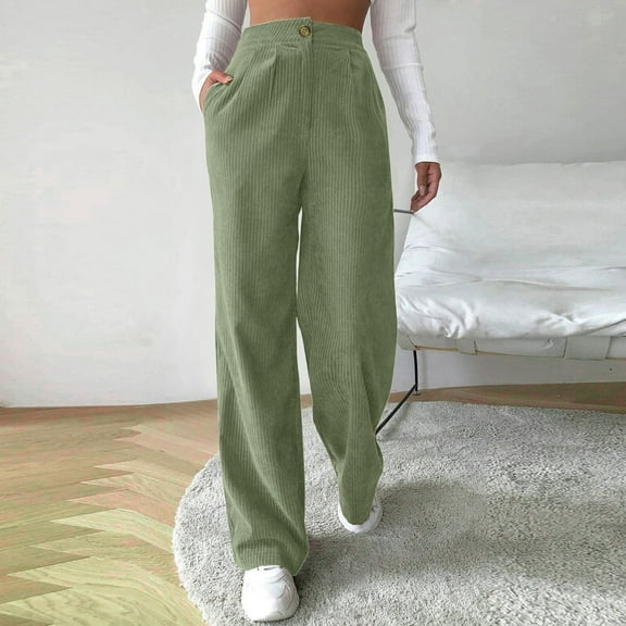 Pants for Women Casual Womens Pants Green Baggy Pants Comfy Work Pants High Waisted Trousers Women with Pockets Women Fall Pants