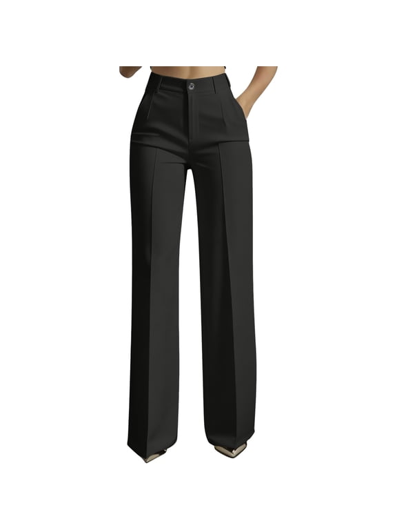 Pants for Women Casual Work Stretchy Slim Fit Trousers Office Slacks with Pockets