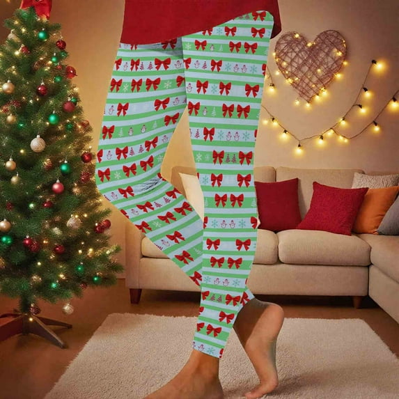 Pants for Women Christmas Stripe Print Leggings Sports Fitness Pants Casual Tight Fitting Yoga Pants Stretch Pants,Womens Pants Mint Green L