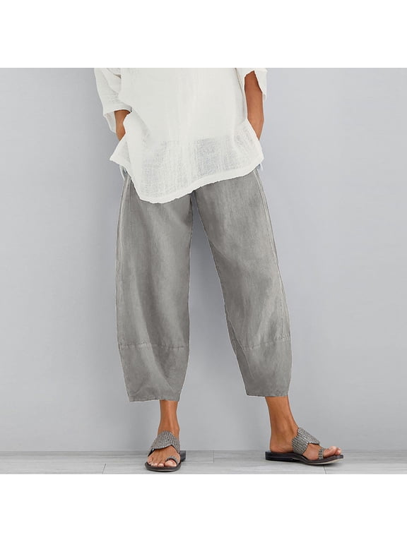 Pants for Women,Women's Plus Size Women Lady Casual Solid Elastic Girdle Waist Wide Leg Pants Trousers Loose Causal Pants