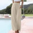 thumbnail image 1 of Pants for Women,Clearance Women's Plus Size Women's Casual Solid Pants Comfortable Elastic High Waist Wide Leg Casual Length Pants Loose Causal Pants, 1 of 5