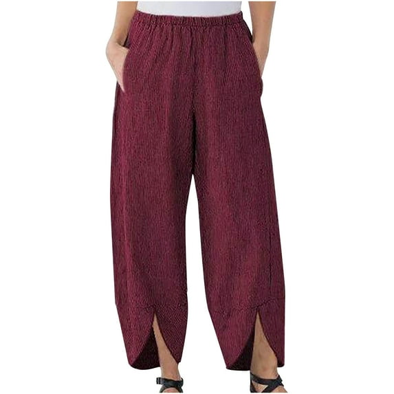 Pants for Women,Clearance Women's Plus Size Women's Fashion Casual Spring And Summer Solid Color Stripe Long Wide Leg Trousers Loose Causal Pants