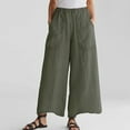 thumbnail image 1 of Tbopshirt Pants for Women Plus Size Solid Color Elastic Waist Cotton and Linen Big Pocket Loose Causal Pants, 1 of 5