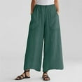 thumbnail image 1 of Tbopshirt Pants for Women Plus Size Solid Color Elastic Waist Cotton and Linen Big Pocket Loose Causal Pants, 1 of 5