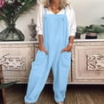 thumbnail image 1 of Pants for Women,Clearance Women's Plus Size Womens Overalls Casual Loose Dungarees Romper Baggy Playsuit Cotton And Linen Jumpsuit Loose Causal Pants, 1 of 5