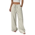 thumbnail image 1 of Pants for Women Cotton Linen Embroidered Wide Leg Pants Spring and Summer Loose High Waist Straight Casual Pants, 1 of 6