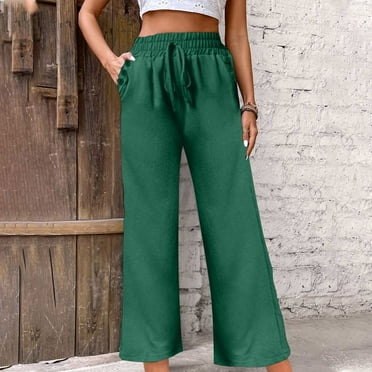 Pants for Women DYTTDG Women's Wide Leg Pants Drawstring Elastic Waist Straight Loose Casual Pants with Pockets Discount