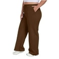 thumbnail image 1 of Pants for Women Drawstring Elastic Waist Pocket Solid Color Sports Sweatpants,Sweatpants for Women Coffee XL, 1 of 5