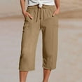 thumbnail image 1 of Pants for Women Drawstring with Pockets Casual Solid Color Summer Shorts, 1 of 6