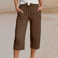 thumbnail image 1 of Pants for Women Drawstring with Pockets Casual Solid Color Summer Shorts, 1 of 6