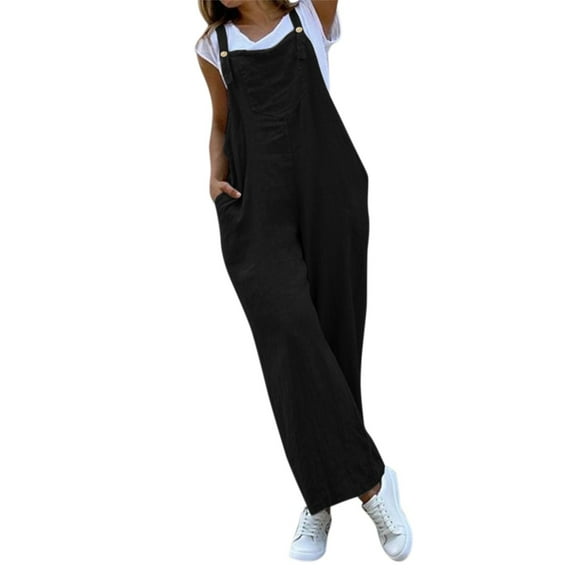 Pants for Women Dressy Casual Sleeveless Dungarees Loose Long Jumpsuit Overalls Trousers