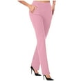 thumbnail image 1 of Pants for Women Dressy Work Pants Women High Waist Dressy Pant Business Casual Flare Stretch Yoga Pants Workout Office Trousers S-23 Pink-a XL, 1 of 6