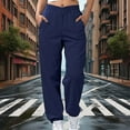 thumbnail image 1 of Pants for Women Elastic Waist Pocket Solid Color Casual Pocket Jogging Sweatpants,Sweatpants for Women Navy XXL, 1 of 6