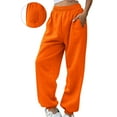 thumbnail image 1 of Pants for Women Elastic Waist Sweatpants Casual Solid Color Running Fitness Sports Pants Pockets Jogging Sweatpants,Sweatpants for Women Orange XL, 1 of 5