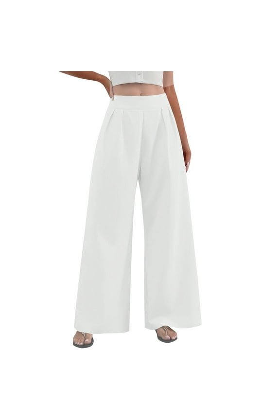 Pants for Women, Elegant Palazzo Pants for Women with Hidden Zipper High Waisted Wide Leg Trousers Formal Evening Business Pants