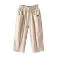 thumbnail image 1 of Pants for Women Fashion Solid Cotton Linen Flax Elastic Pants Beach Leisure Trousers Cropped Shorts, 1 of 4