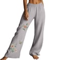 thumbnail image 1 of Pants for Women Grey Ladies Spring And Summer Loose Trendy Casual Embroidered Cotton And Linen Pants Pants XXL, 1 of 6