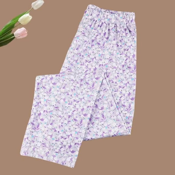 Pants for Women High Waist Casual Soft Lightweight Elastic Waistband Comfortable Sleepwear Trousers Loose Fit Home Wear Dress Slacks for Women