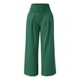 thumbnail image 1 of Pants for Women High Waist Wide Leg Palazzo Smocked Elastic Waist Loose Comfy Casual Pajama Pockets Green Dress Pants Sizes M, 1 of 6