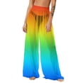 thumbnail image 1 of Pants for Women High Waist,Women See Through Sheer Mesh Pants Beach Swimsuit Bikini Bottom Cover up Party Club Elastic High Waist Wide Leg Pants, 1 of 7