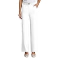 thumbnail image 1 of Pants for Women High Waisted Elastic Solid Straight Leg Office Travel Trousers with Pockets Business Casual Loose Fit Slacks, 1 of 4