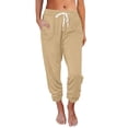 thumbnail image 1 of Pants for Women High Waisted Elastic Wide Leg Nine-Point of Sweatpants Drawstring Straight Leg Trousers (Small, Beige), 1 of 6