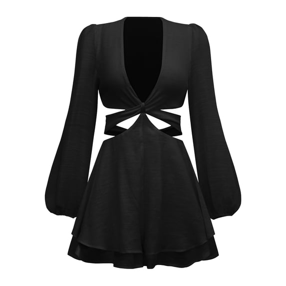 Pants for Women Jumpsuit Solid Color Hakama Deep V Neck Slim Fashion Women's Lantern Long Sleeve Ruffle