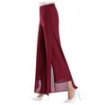 thumbnail image 1 of Pants for Women Ladies Lightweight Chiffon High Elastic Waist Flowing Flared Straight Leg Culottes Womens Slacks Red S, 1 of 6