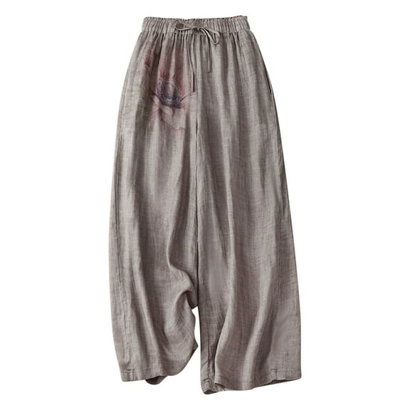 Pants for Women Leisure Women's Casual Loose Wide Leg Versatile Casual Pants(Gray,L)