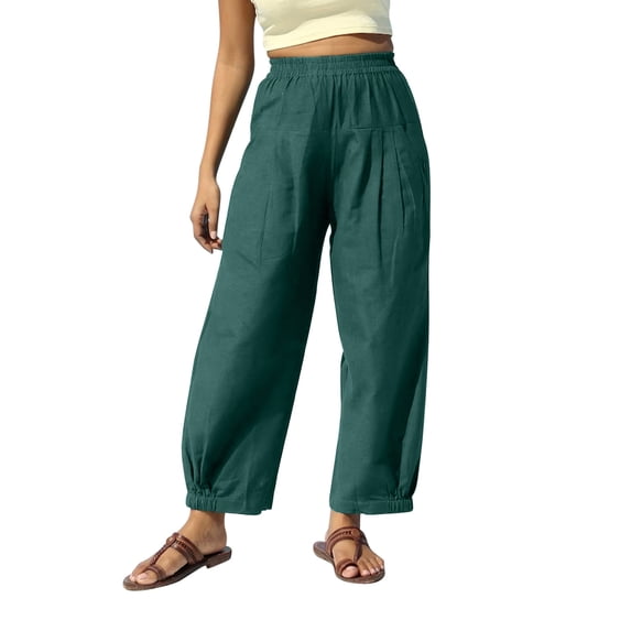 Pants for Women - Linen Pants Women Harem Womens Wide Leg Trousers 2026 Palazzo Loose Fitting Bottoms Women's Vacation Flowy
