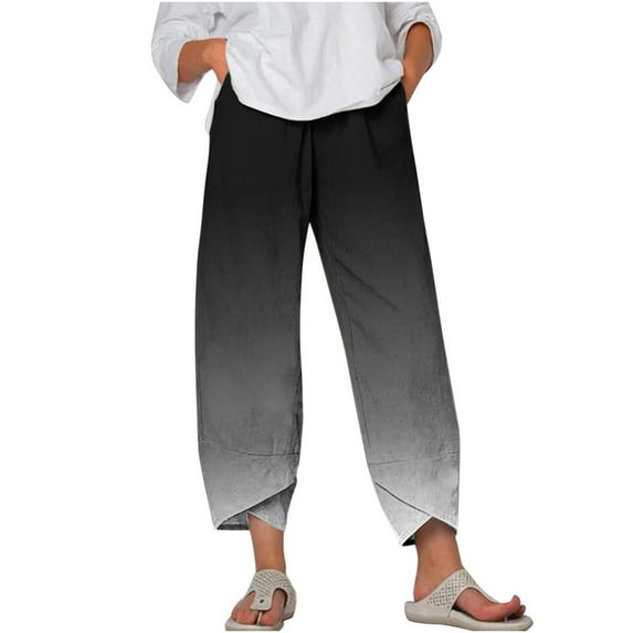 Pants for Women, Linen Pants,Women'S Casual Pocket Slim High Elastic Waist Print Sports Cotton And Linen Pants,Pants for Women High Waist