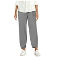 thumbnail image 1 of Pants for Women Loose Straight Summer High Casual Waist Solid Relaxed Fit Durable Daily Breathable Trendy Full Grey Trousers Sizes 4XL, 1 of 7