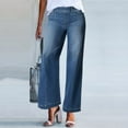 thumbnail image 1 of Pants for Women New Wide Leg Jeans for Women Seamed Front Wide Leg Jeans Solid Color Casual Fashion Trousers Womens Pants Kagetolytai Blue 3X, 1 of 8