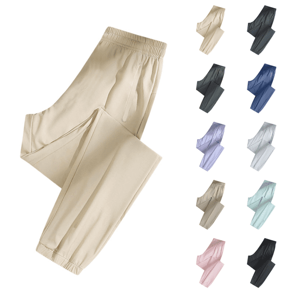 Pants for Women Over 50 Quick Dry Pants Elastic Waist Stretch Active Breathable Athletic Pant Beige S
