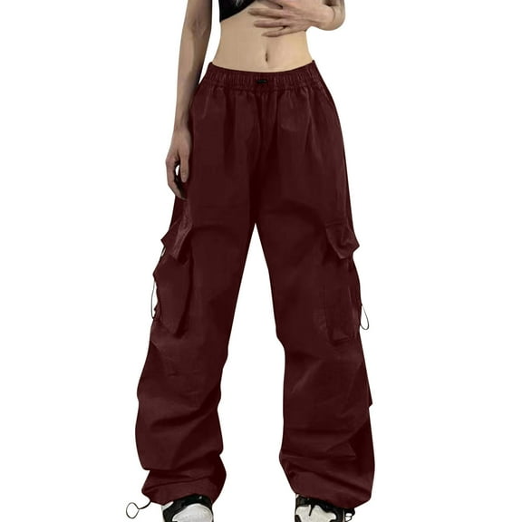 Pants for Women Palazzo Pants for Women Women's Summer Cargo Parachute Pants Loose Fit Pocket Vintage Street Style