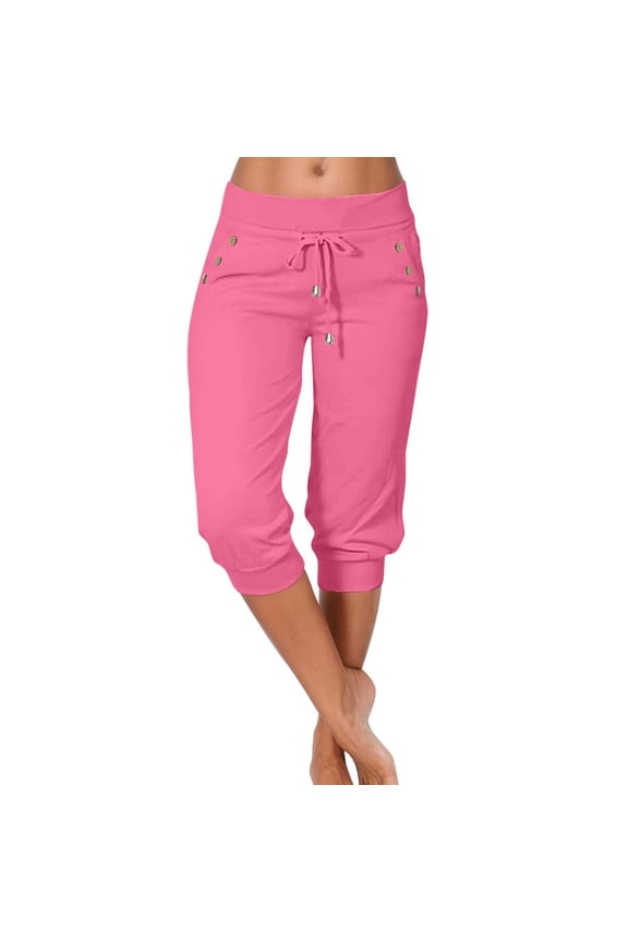 Pants for Women Pants for Women Casual Red Pants Women Loose Yoga Pants for Women Elastic Waist Pants for Women Womens Capris for Summer