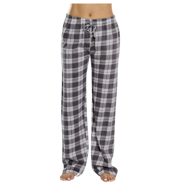 Pants for Women Plaid Elastic Waisted Drawstring Wide Leg Pants Casual Soft  Lounge Trousers Pajama Pants Sleepwear 