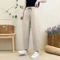 Pants for Women Plus Size 4X Under $10 Fashion Waist Solid Color Pocket Casual Pants