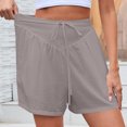 thumbnail image 1 of Pants for Women Plus Size Elastic Waist Drawstring Summer Solid Color Side Pocket Shorts, 1 of 6