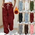 thumbnail image 1 of Pants for Women Solid Color Elastic Waist Slacks for Women with Pockets Ladies Fashion Casual Loose Cargo Pants Pants Full Length Trousers Black XL, 1 of 6