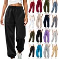 thumbnail image 1 of Sweatpants for Women with Pocket Plus Size Women's Solid Color Wide Leg Sweatpant Elastic Waisted Outdoor Joggers Casual Trousers, 1 of 10