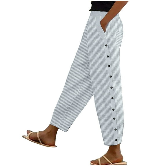 Pants for Women,Striped Linen Pants Women Linen Pants Lightweight Spring Summer Pants Ladies Pinstripe Pants
